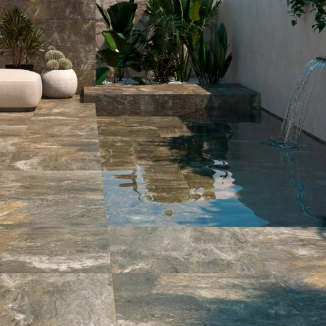 Porcelanato Tipo Piedra Rustico Antideslizante 60X120Cm Piso GAMAS DE VERDE