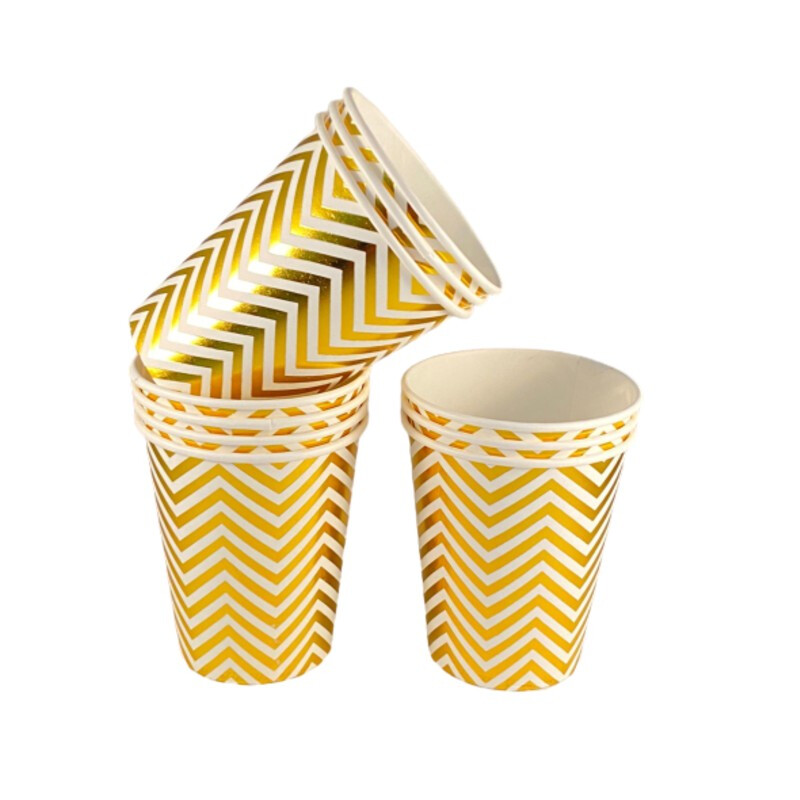 Vaso Descartable con Diseños Dorados x10 zig zag