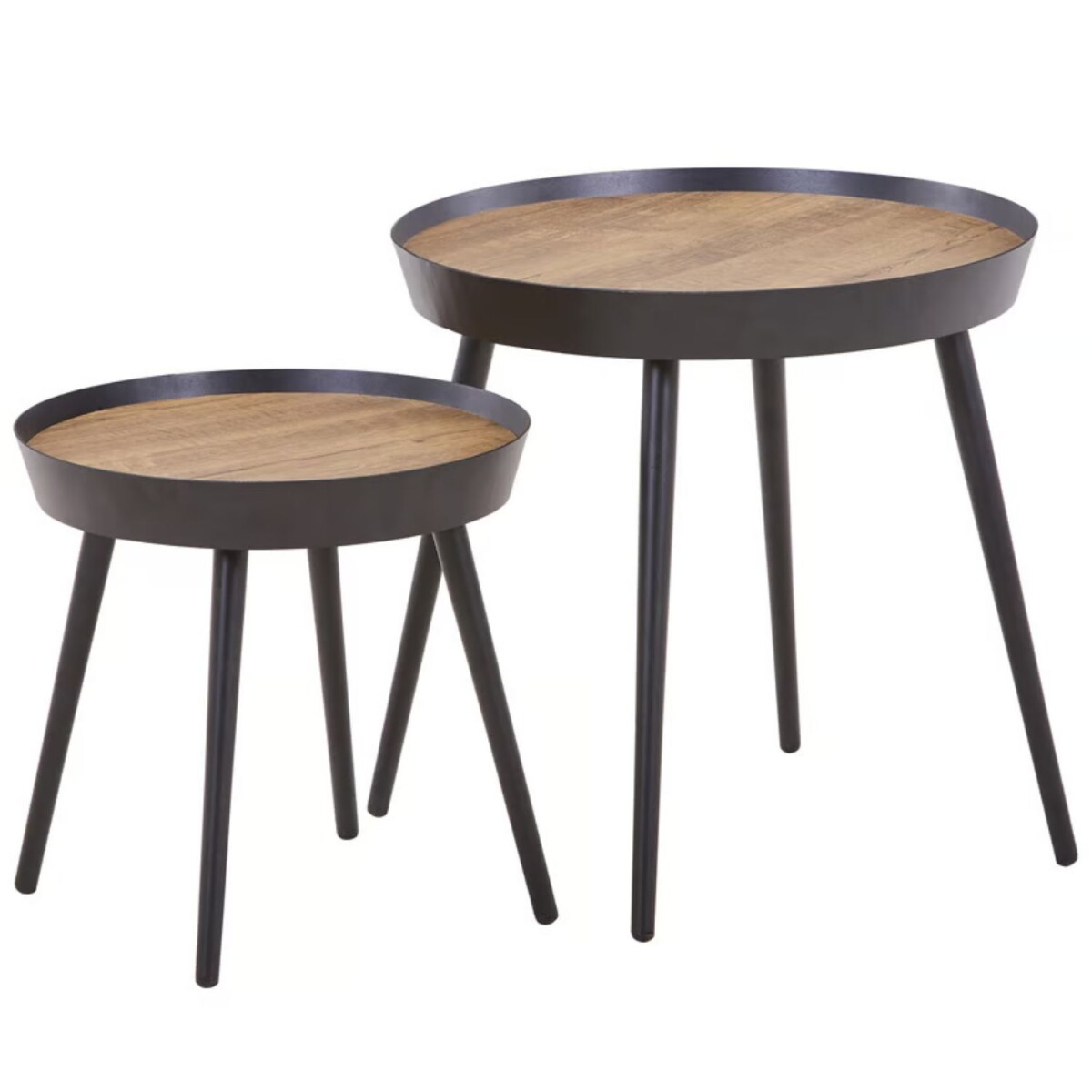 Set de 2 mesas ratonas Sino redondas café y negro 