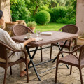 Mesa Comedor Plegable Exterior 1.20m + 4 Sillas Jardin Marrón