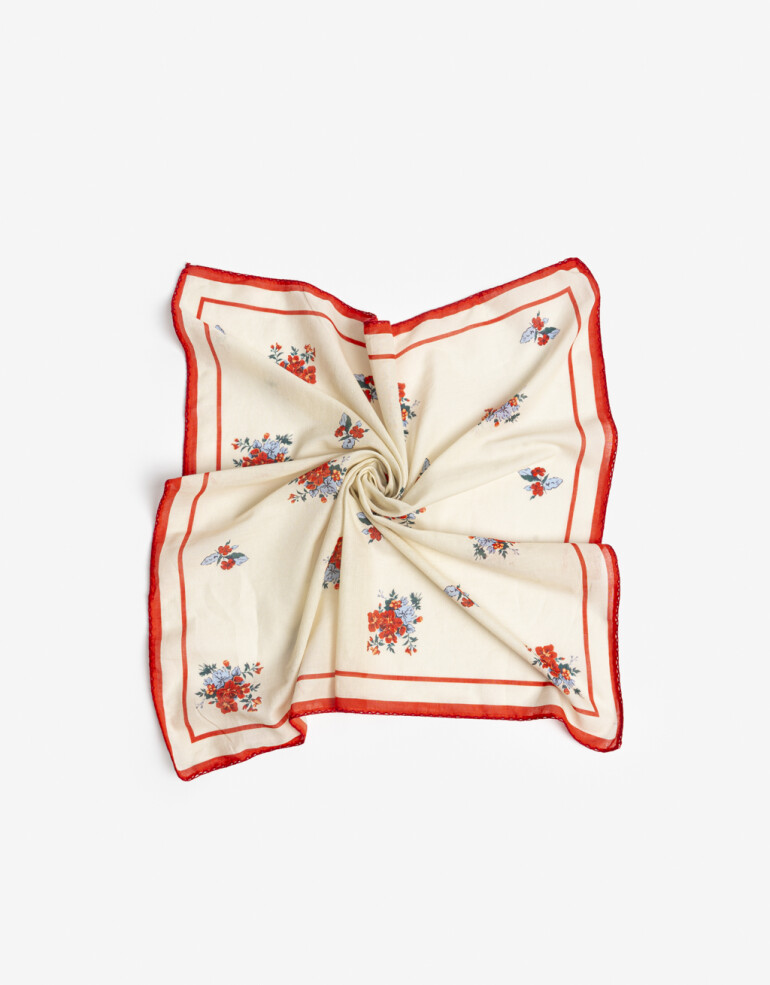 Pañuelos Raso Algodón Flores Pañuelo Raso Floral - Estampado Flores