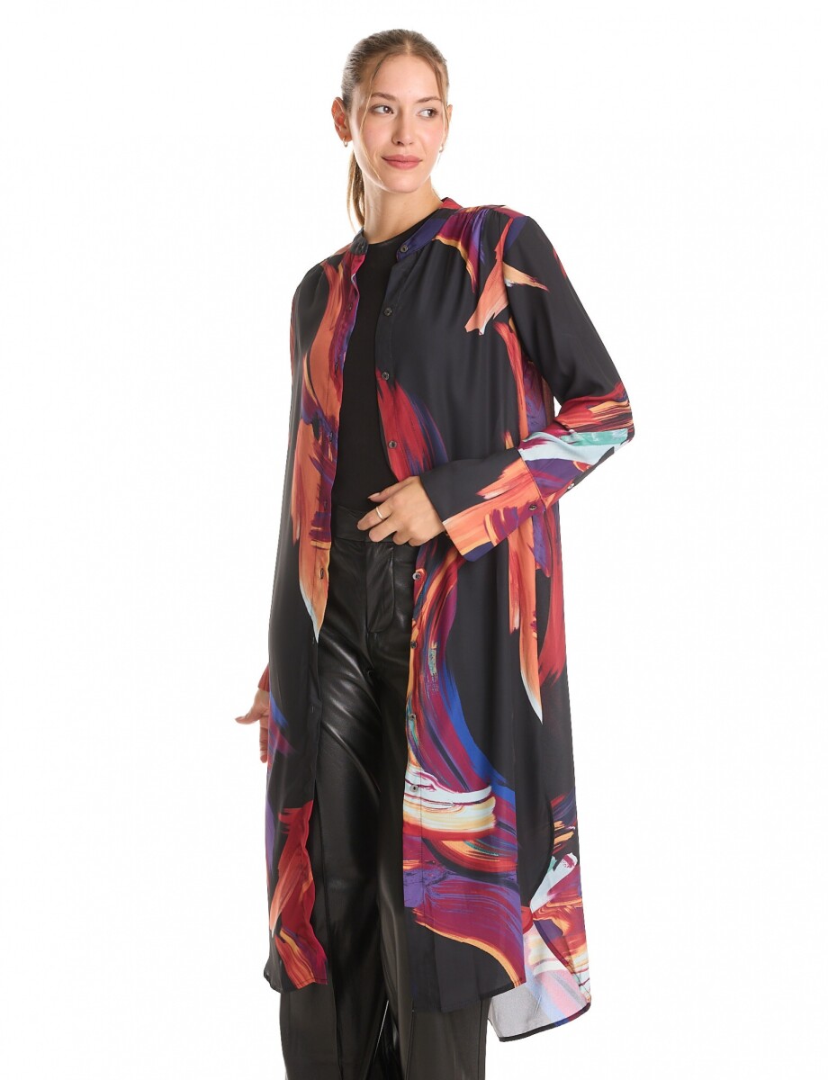 Tunica Gasa Print - Negro/multi 