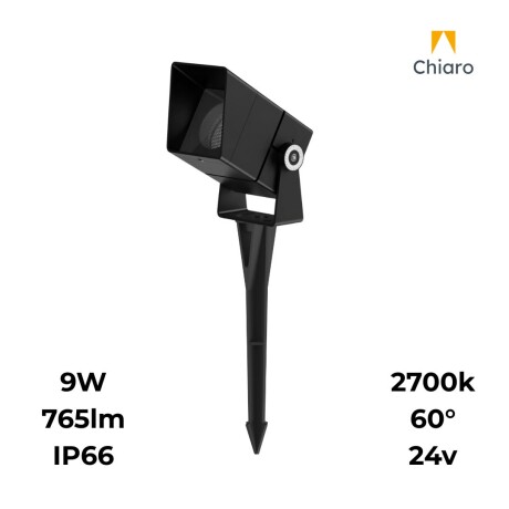 Pincho led 9w Aluminio negro IP66 24 volt con visera antideslumbramiento Ángulo 60°