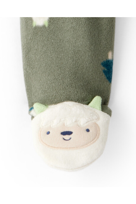 Pijama una pieza de micropolar, con pie, verde, diseño Yeti Sin color