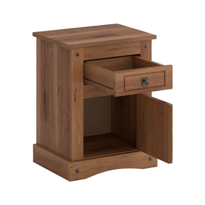 Mesa De Luz Rustica 1 Puerta 1 Cajon Nogal Mesa De Luz Rustica 1 Puerta 1 Cajon Nogal