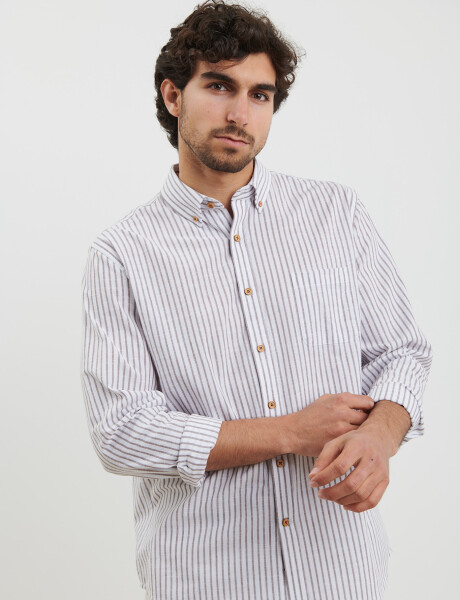 012505 CAMISA HARRINGTON LABEL Tostado / Blanco