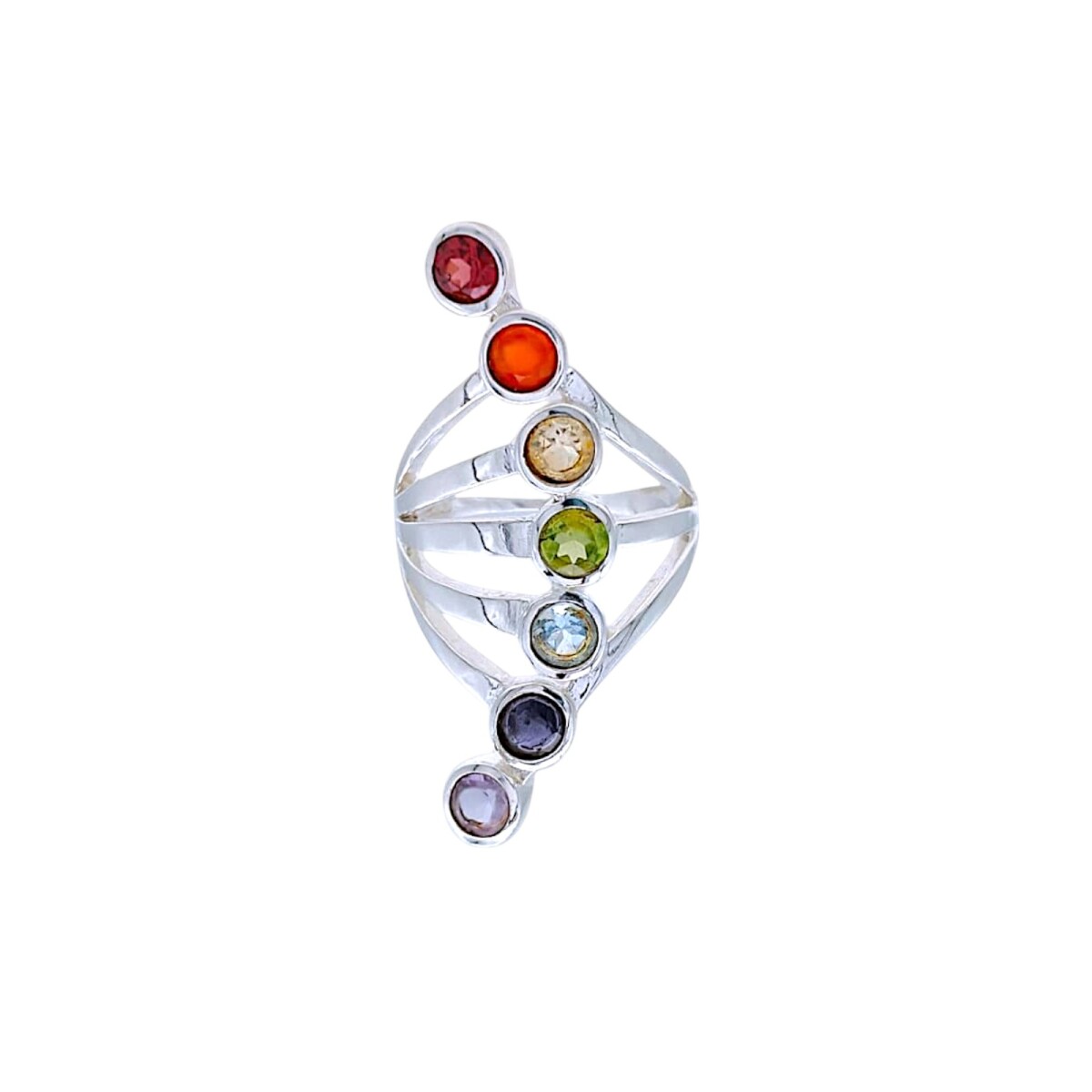 Anillo Chakra curvo-Plata 925-Piedras varias-AN4565 - conpiedra 