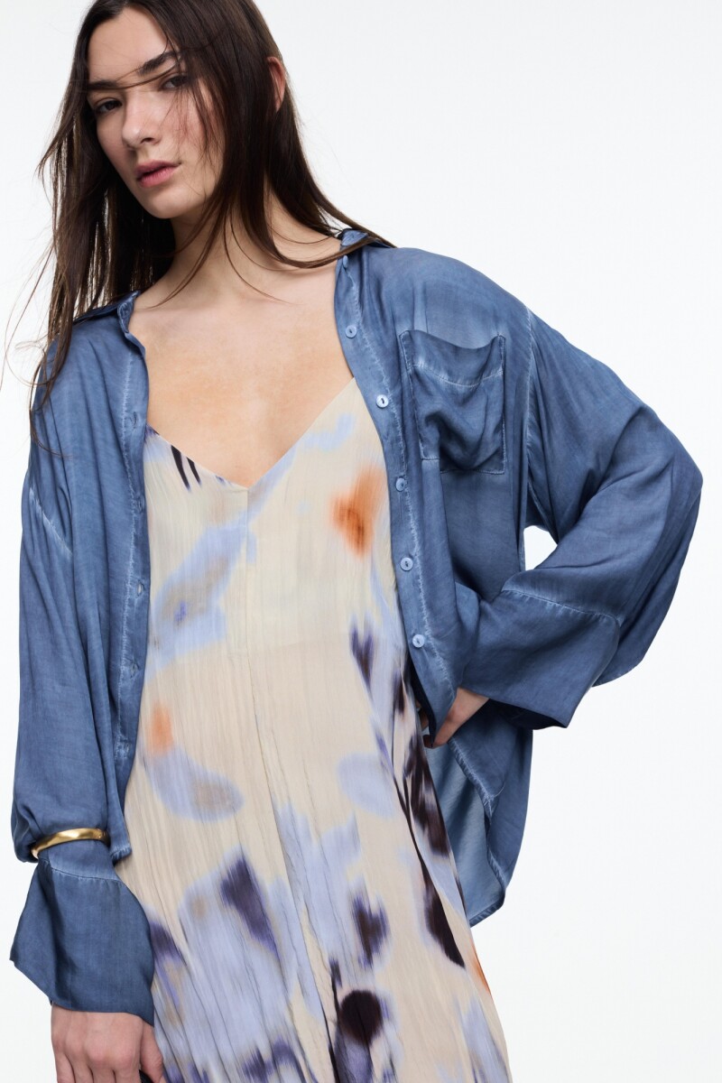 CAMISA BOLSILLO ML Azul