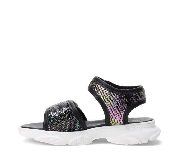 Sandalia SHINE con lentejuelas y velcro Black