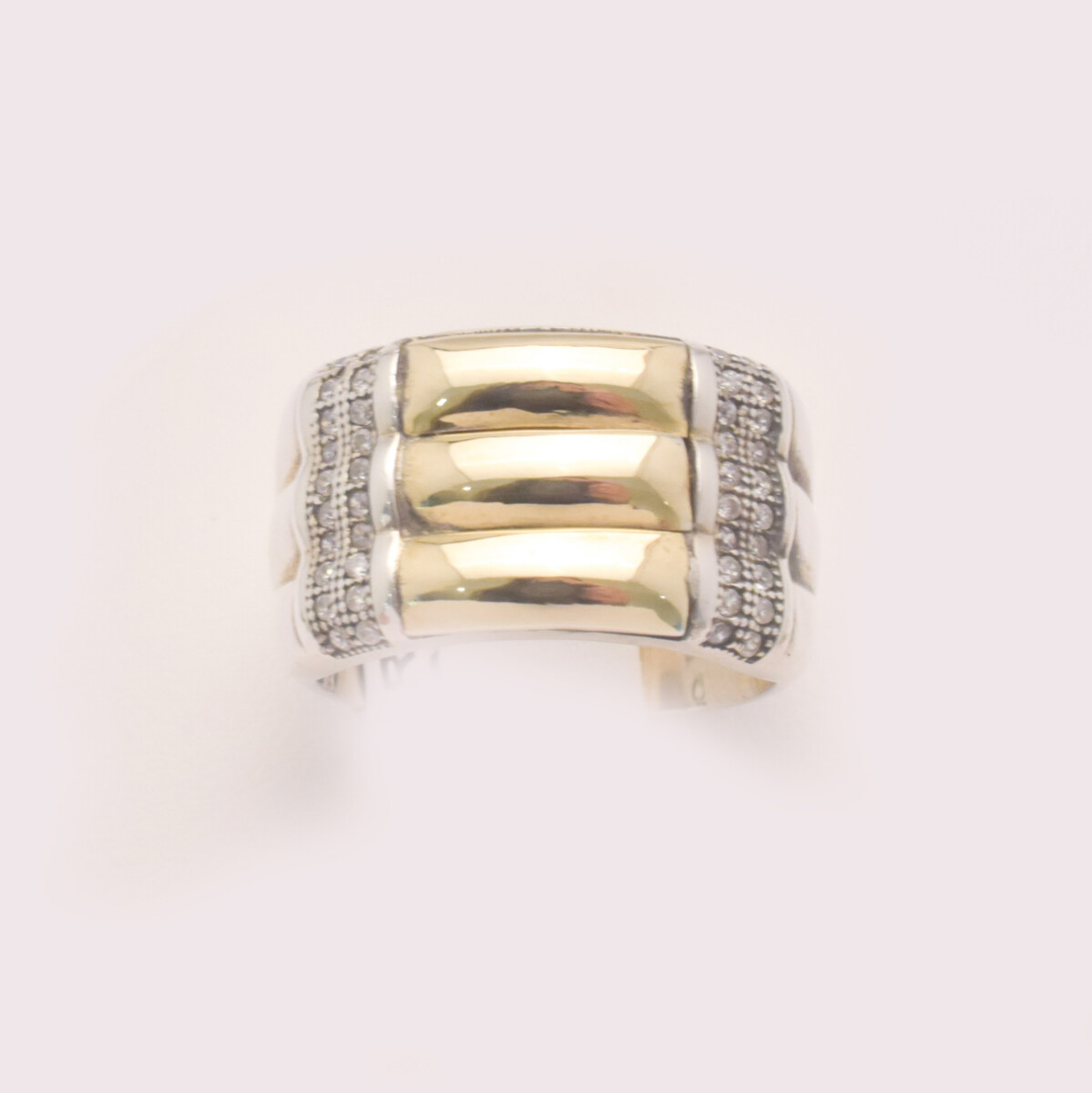 Anillo en Oro y Plata con Zirconias 