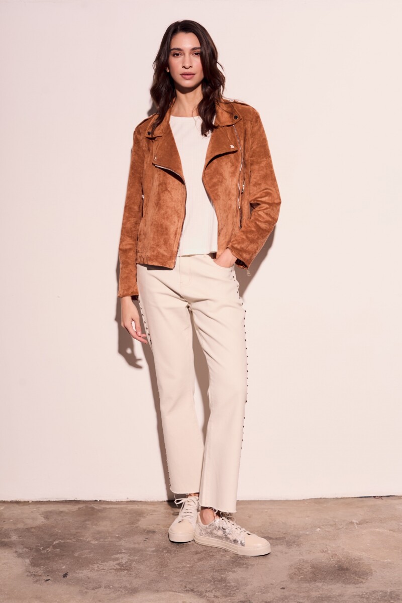 Campera Gamuza Cuero Vegano Camel