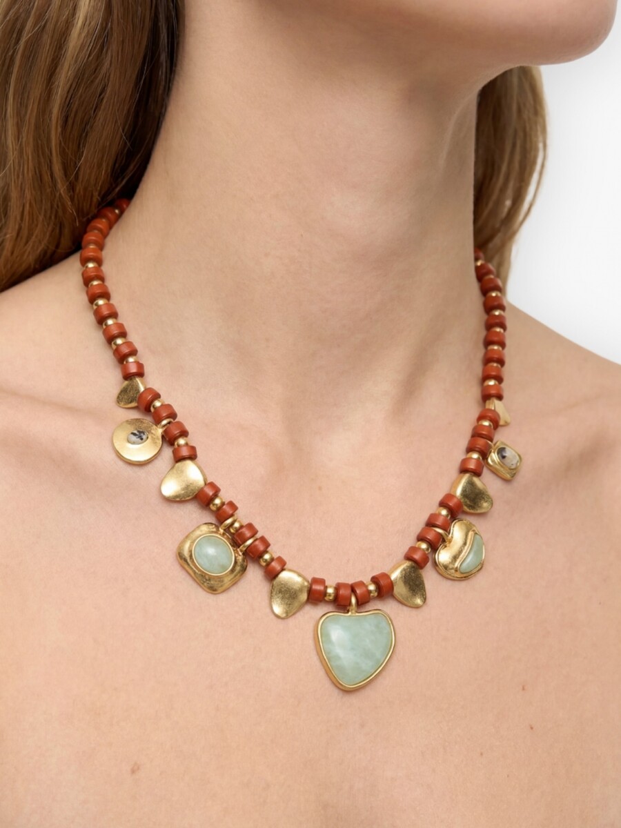 Collar Corto Con Colgantes De Piedras multicolor