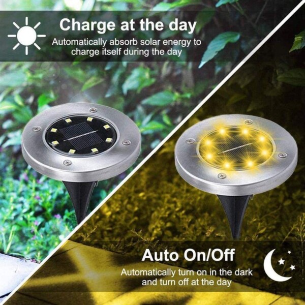 Foco Luz Solar Para Jardin Piso Embutir A Bateria 8 Led X10 Foco Luz Solar Para Jardin Piso Embutir A Bateria 8 Led X10
