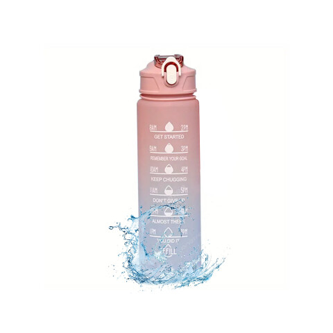 Botella De Agua Deportiva 900ML Motivacional Hidratacion Fit Variante Color Rosa