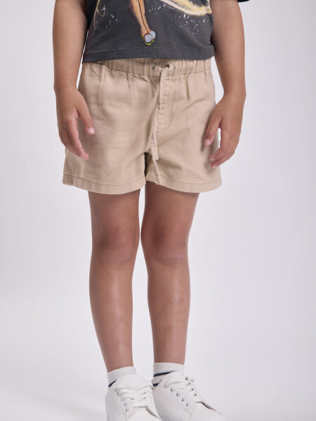 Short jean cintura elastica Beige