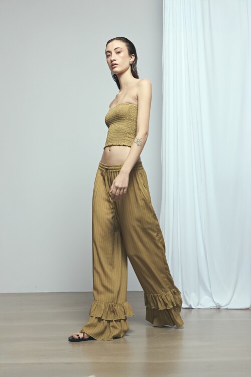 Pantalón rayado volado PREVENTA marrón