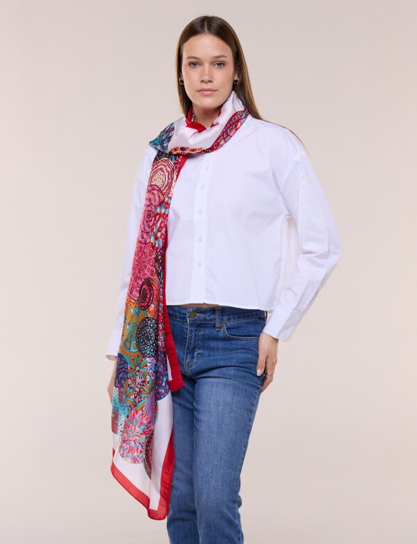 Pashmina De Satén Estampada CRUDO/MULTI