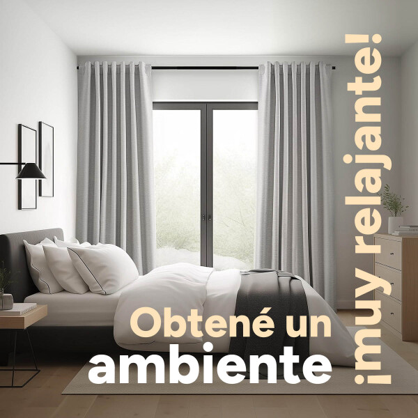 Cortina Blackout 100% Engomada Termica Set 2 Paños Tipo Lino Variante Color Gris Claro