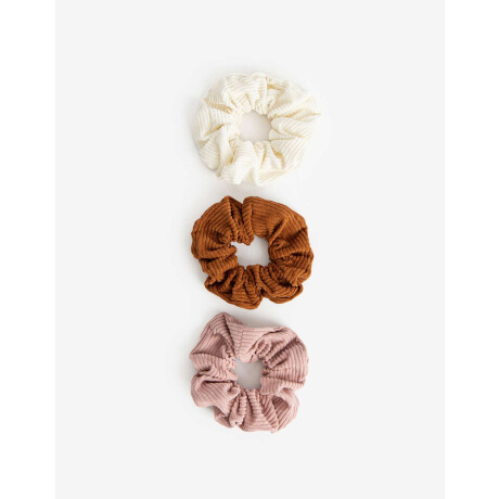 Set De Scrunchies De Corderoy Combinacion Tricolor