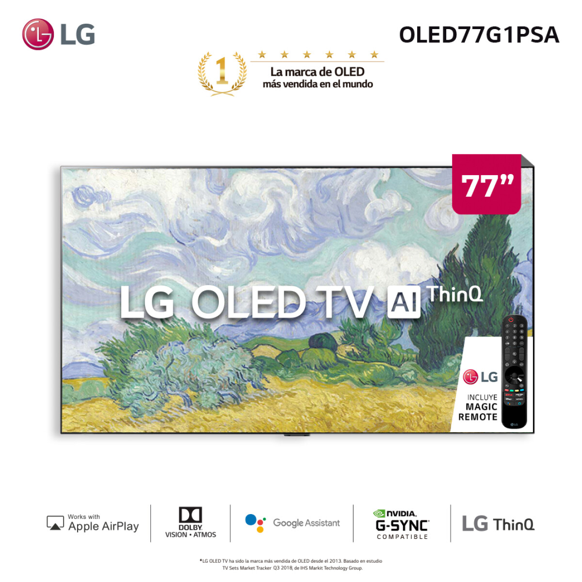 LG OLED Evo 4K 77" OLED77G1 AI Smart TV 