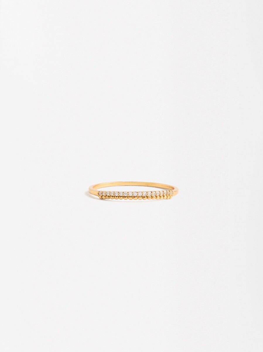 Anillo Fino Con Circonitas - Plata De Ley 925 - dorado 