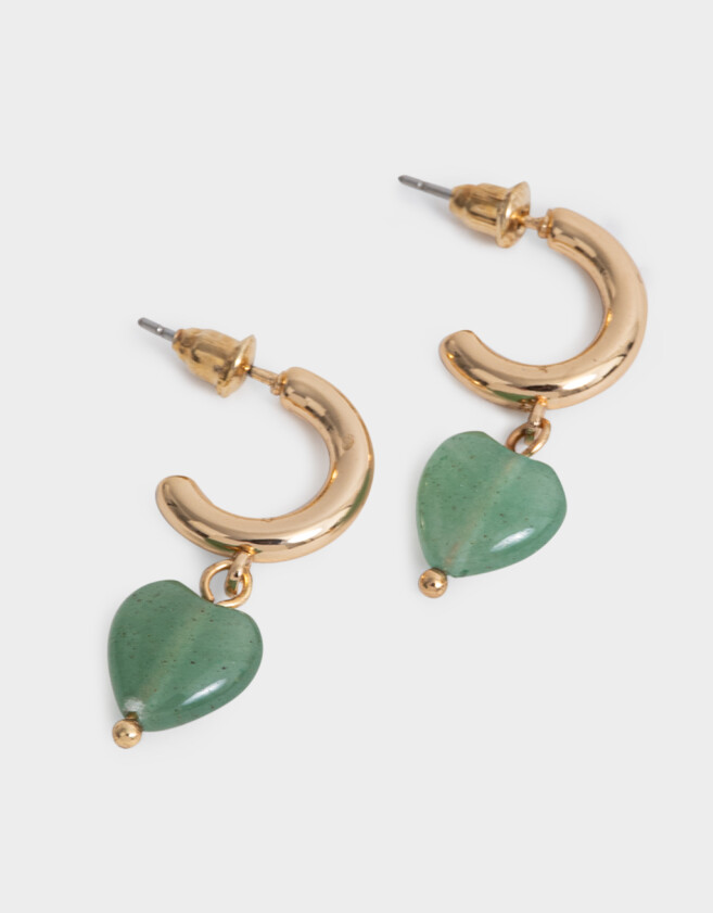 Aros Argollas Con Piedra Natural Argollas Bañadas En Oro Con Piedra Natural - Dorado