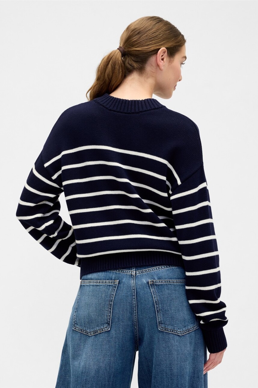 Buzo Algodón A Rayas Mujer Navy Stripe