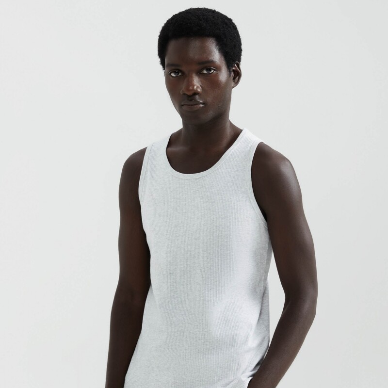 CAMISETA REGATA MASC BRANCO MESCLA