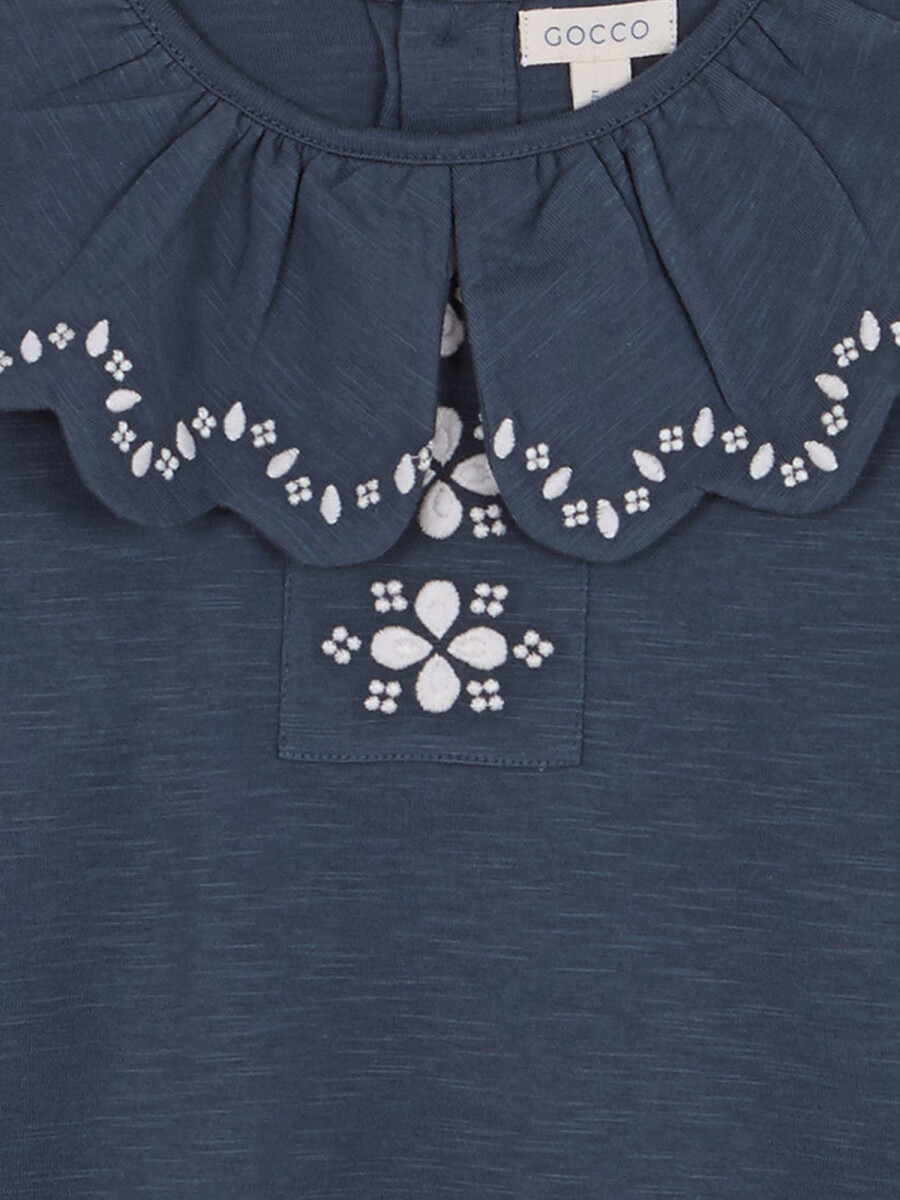 Camiseta Con Bordado Petroleo