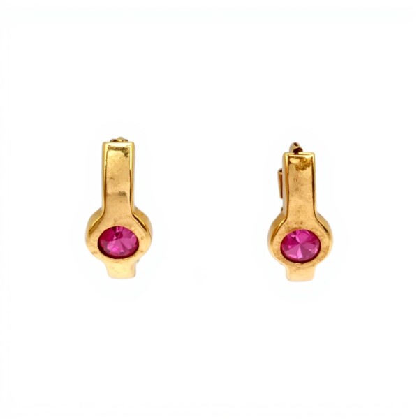 Caravanas Rubí Aro Oval de oro- Oro bajo - Rubí- CA8126 conpiedra