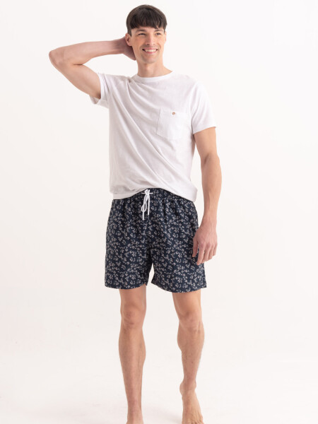 Short de baño estampado Pétalos Azul Marino