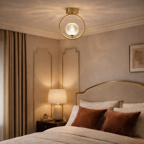 Aplique de techo led diseño anillo y bocha facetada Aplique de techo led diseño anillo y bocha facetada