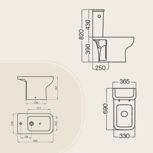 Juego Inodoro Bidet Ferrum Trento Completo 000