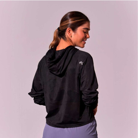 Abrigo Hoody Mesh Crhistie de Mujer Negro