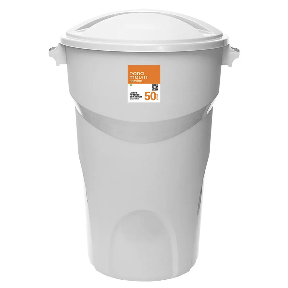 Tarro Basura Residuos Papelera Mediana Plástica c/ Tapa 50Lt - Blanco 