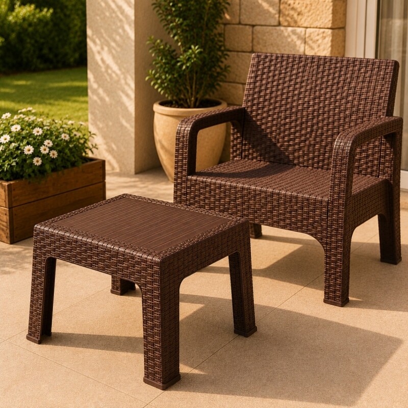 Mesa ratán MARRON