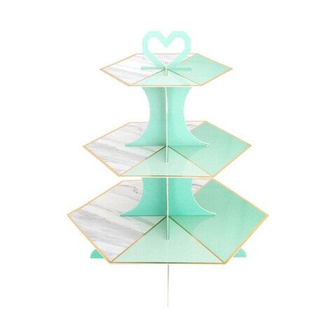 Porta Cupcake Pastel Estilo Mármol Verde Menta