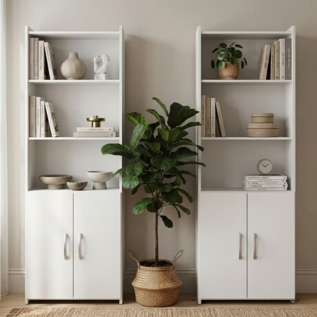 Promo 2 Bibliotecas Con Puertas Blanco