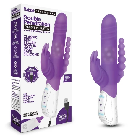 Rabbit Vibrador Doble Penetración con Rotador Rabbit Vibrador Doble Penetración con Rotador