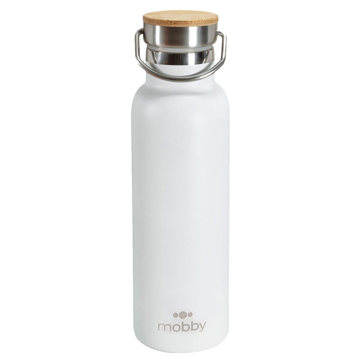 Botella térmica Mobby en acero inox. y bamboo 450ml - Blanco 