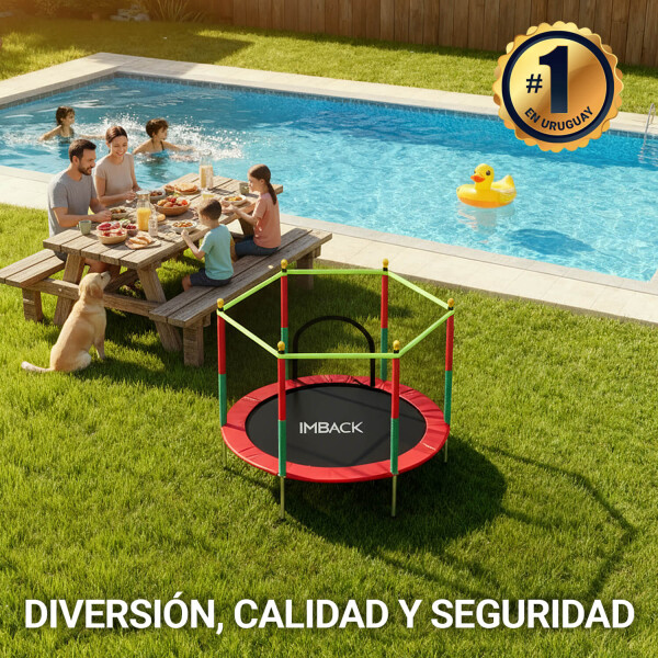 Cama Elastica de 1.40M Trampolin Saltarin con Red Proteccion y refuerzo seguridad IMBACK Color Rojo Cama Elastica de 1.40M Trampolin Saltarin con Red Proteccion y refuerzo seguridad IMBACK Color Rojo