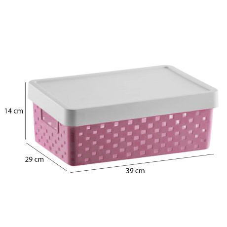 Caja Canasto Organizador Quadratta con Tapa en PP 39x29x14Cm Rosa