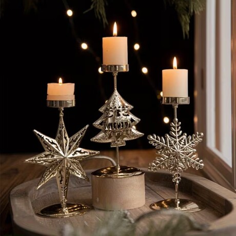 Portavela Candelabro Navideño Estrella