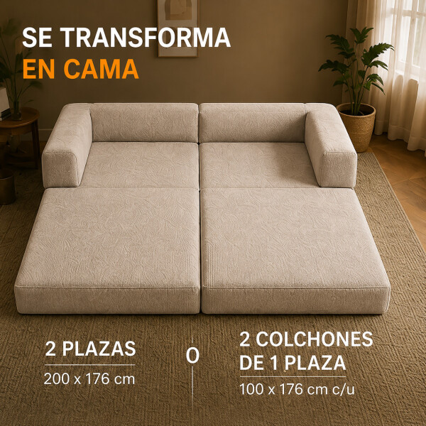 Sofá Sillón Cama ComboHome Teddy Premium 3 Cuerpos Corderoy Marrón 1