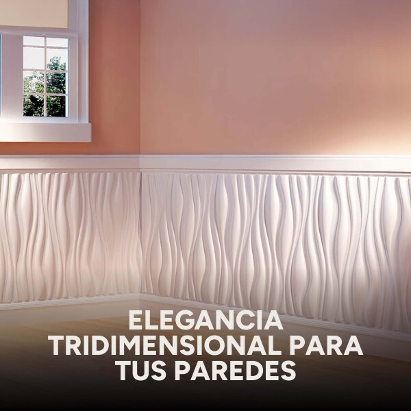 Revestimiento de Pared Panel 3D PVC 50x50cm Ondas Línea X6 Ondas Blanco