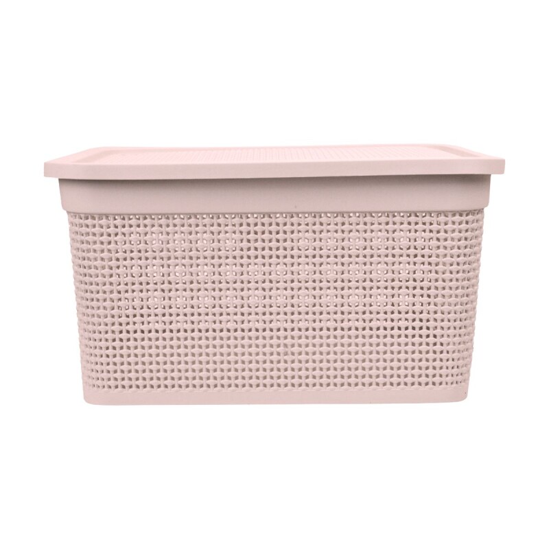 Set x2 Caja simil ratán 15 lts ROSADO