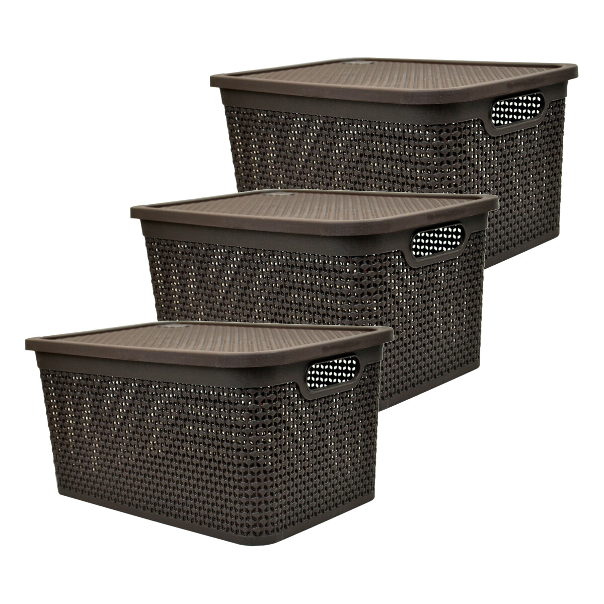 Set x3 Caja simil ratán 15 lts - CHOCOLATE 