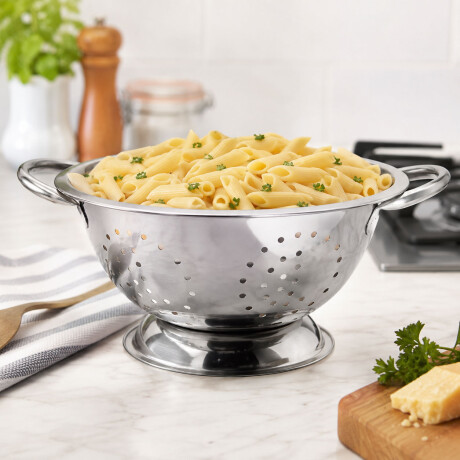 Colador Escurridor para Cocina de 24Cm en Acero Mate Plateado