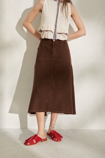 FALDA POMELA DENIM Chocolate