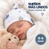 Gorro Para Bebé Recién Nacido x3 100% Algodón Con Nudo Azul 1